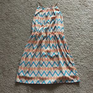 Multicolored zig zag halter dress